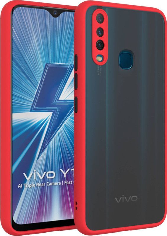 AOnes Back Cover for Vivo Y12 / Y15 / Y17 / U10  (Red, Cases with Holder, Pack of: 1)