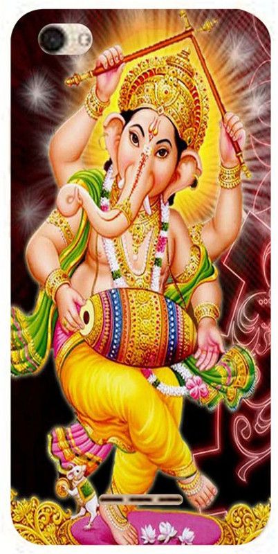 Golden Mask Back Cover for Lava Z61 Lord Dancing Ganesh  (Multicolor, Waterproof, Silicon, Pack of: 1)