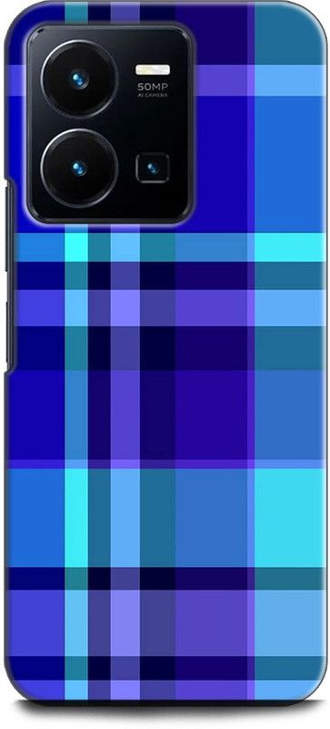WallCraft Back Cover for Vivo Y35, V2205 BLUE PLAID, TEXTURE, FABRIC, PATTERN  (Multicolor, Dual Protection, Pack of: 1)