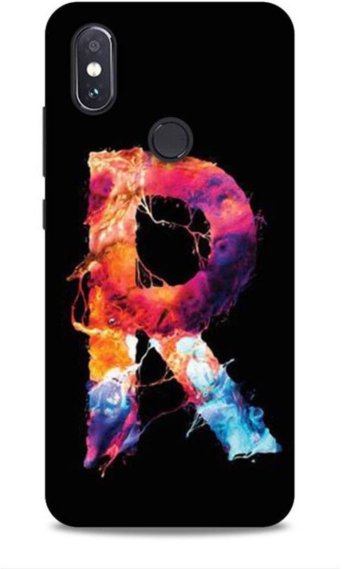 MAPPLE Back Cover for Redmi Mi A2 (R / Letter / Alphabet / Name)  (Black, Hard Case, Pack of: 1)