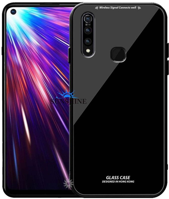 SUNSHINE Back Cover for VIVO-Z1 PRO Luxurious 9H Toughened Glass Back Case Shockproof TPU Bumper  (Black, Dual Protection, Pack of: 1)