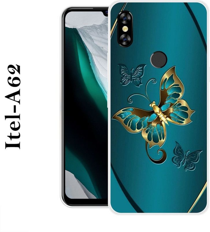 KLC Back Cover for Itel A62  (Blue, Gold, Silicon)