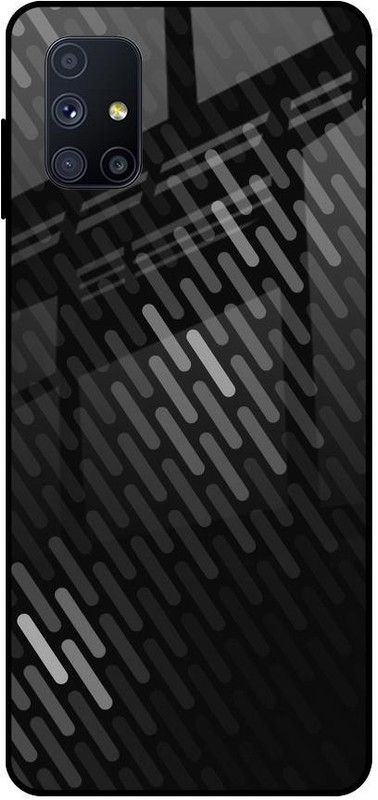 QRIOH Glass Back Cover for Samsung Galaxy M51  (Black, Grey, Grip Case, Silicon, Pack of: 1)