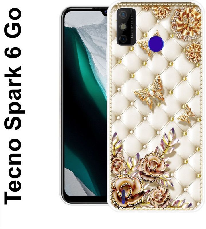 redfly Back Cover for Tecno Spark 6 Go, Tecno Spark Go 2021  (Gold, Beige, Grip Case, Silicon)