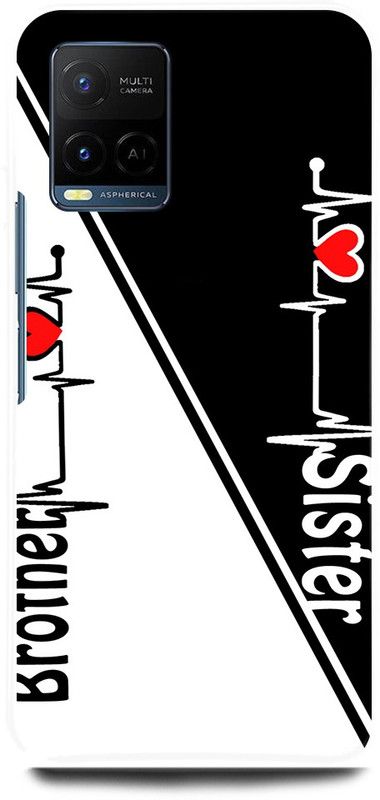 FIKORA Back Cover for Vivo Y33s, V2109, BROTHER, LOVE, SISTER, LOVE  (White, Hard Case, Pack of: 1)