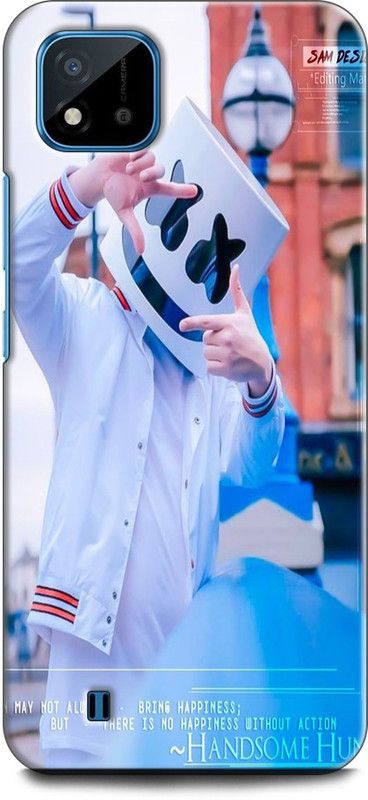 WallCraft Back Cover for Realme C20, RMX3063, RMX3061 MARSHMELLO, DJ, EDM, MUSIC, SMILEY, FUNNY  (Multicolor, Dual Protection, Pack of: 1)