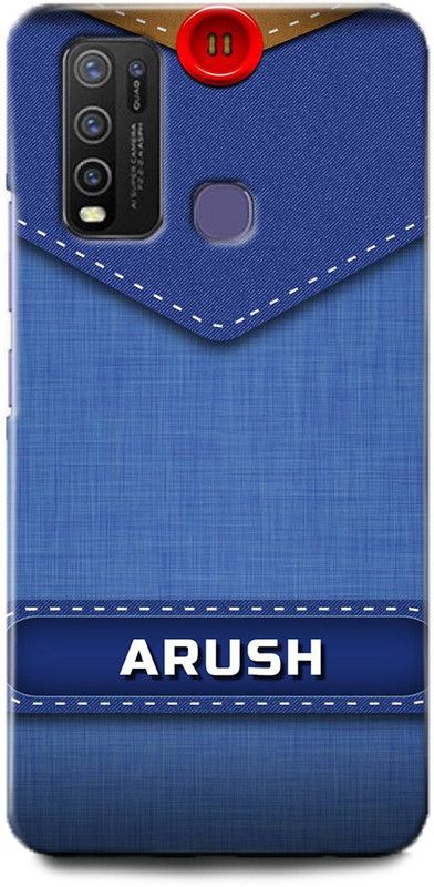 WallCraft Back Cover for Vivo Y30, Vivo 1938 ARUSH NAME, A, LETTER, BLUE, JEANS, ALPHABET, DESIGN  (Multicolor, Dual Protection, Pack of: 1)