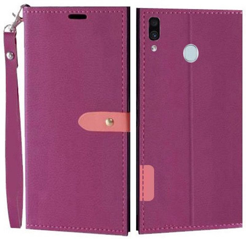Krofty Flip Cover for Samsung Galaxy M10s, Samsung Galaxy A30, Samsung Galaxy A20  (Pink, Cases with Holder, Pack of: 1)