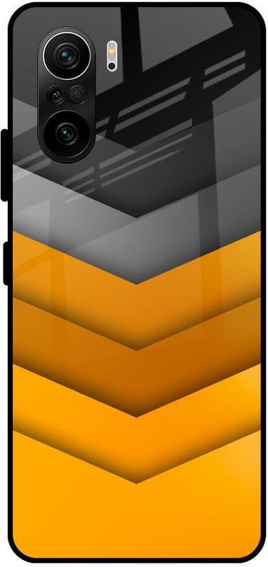 QRIOH Glass Back Cover for Mi 11X Pro  (Black, Yellow, Grip Case, Silicon, Pack of: 1)