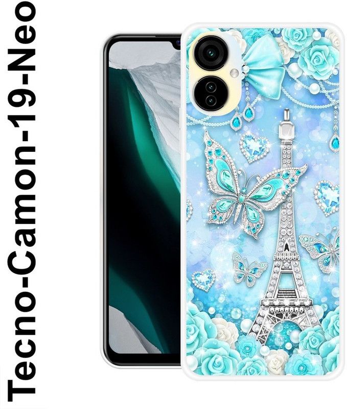 JATLAND Back Cover for Tecno Camon 19 Neo  (Blue, Silver, Silicon)