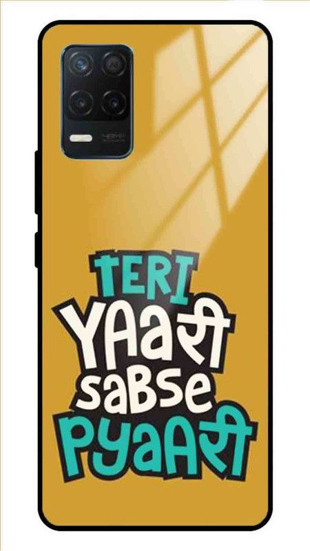 NDCOM Back Cover for Realme Narzo 30 5G Tere Yaari Sabse Pyari Printed Glass Case  (Multicolor, Grip Case, Pack of: 1)