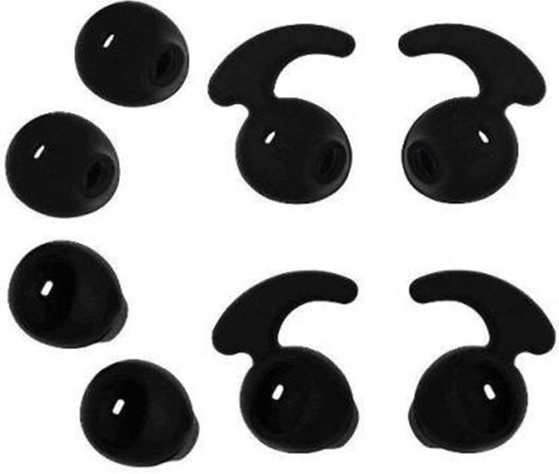 qweezer 8 Pcs (4 Pair) Black earbuds, ear tips Anti-Slip Silicone In The Ear Headphone Cushion  (Pack of 8, Black)