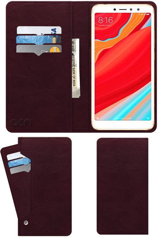 ACM Flip Cover for Mi Redmi Y2  (Maroon, Cases with Holder, Pack of: 1)
