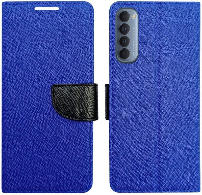 AD Enterprises Flip Cover for Oppo Reno 4 Pro  (Blue, Magnetic Case, Pack of: 1)