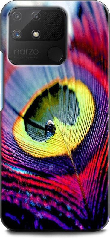 Dronk Back Cover for Realme Narzo 50A, RMX3430 MOR PANKH, KRISHNA JI, KANHA, PEACOCK FEATHER, FEATHER  (Multicolor, Dual Protection, Pack of: 1)