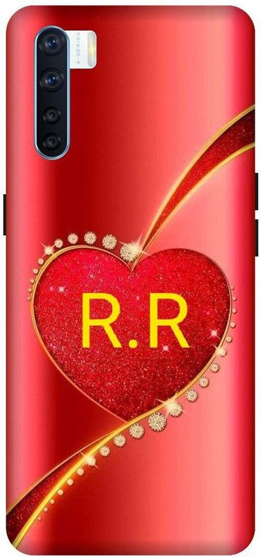 3D U PRINT Back Cover for OPPO F15 ,CPH2001 , RR, R LOVES R, NAME, LETTER, ALPHABET, RR LOVE  (Orange, Waterproof, Pack of: 1)