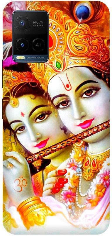 DIKRO Back Cover for vivo Y21, V2111, RADHA, KRISHAN, KRISHNA, KANHAIYA  (Gold, Hard Case, Pack of: 1)