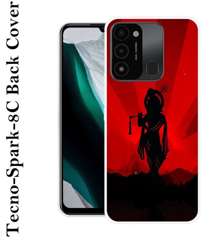 SHIVKUDI Back Cover for Tecno Spark 8c  (Red, Black, Silicon)