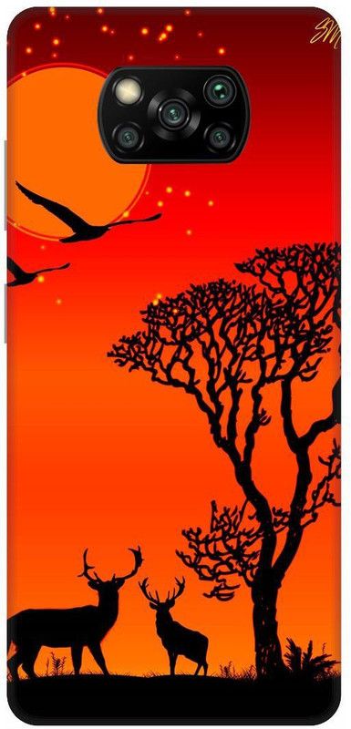 UMPRINT Back Cover for Poco X3  (Black, Orange, Hard Case, Pack of: 1)