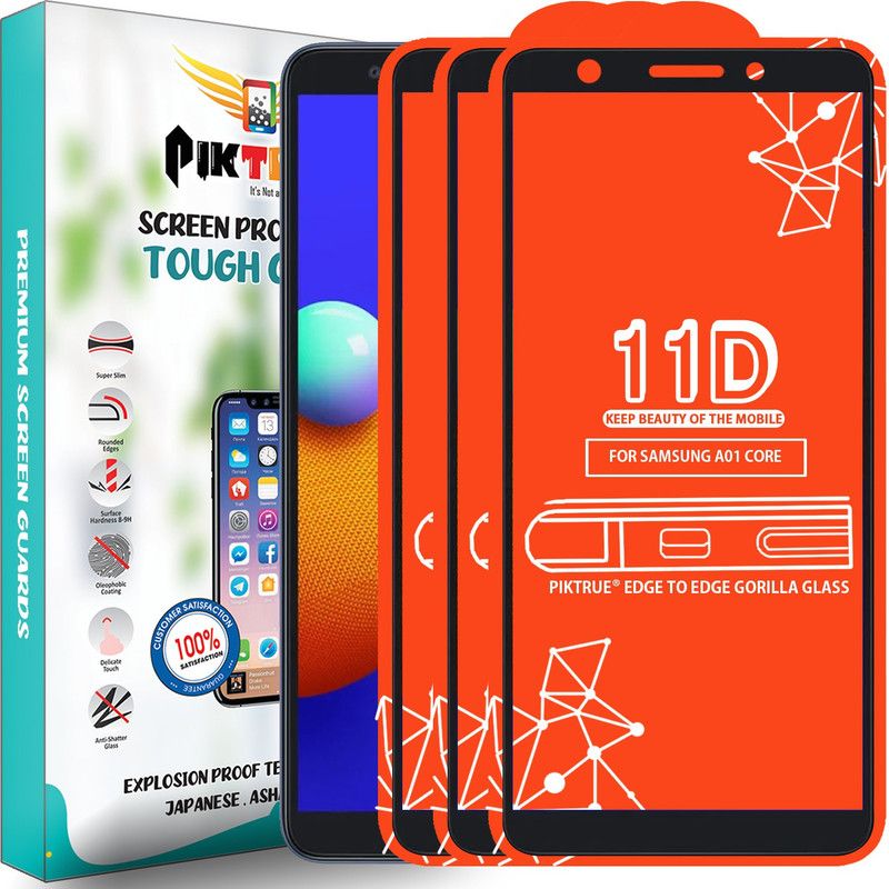 PikTrue Edge To Edge Tempered Glass for Samsung Galaxy A01 Core  (Pack of 3)