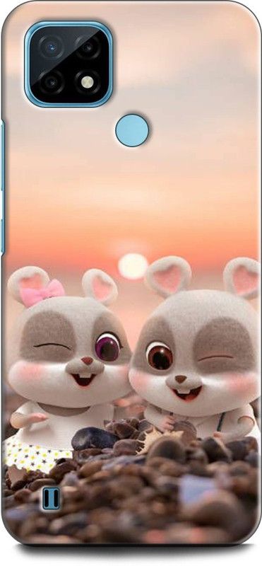 KEYCENT Back Cover for Realme C21Y, RMX3261 RABBIT, MASCOTA, PET, CUTE, CARTOON  (Multicolor, Pack of: 1)