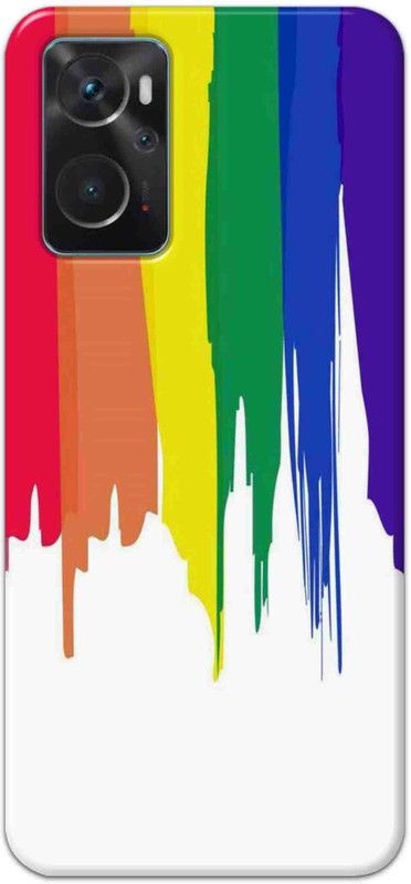 NDCOM Back Cover for Oppo K10 Rainbow Colors On White Printed  (Multicolor, Hard Case, Pack of: 1)
