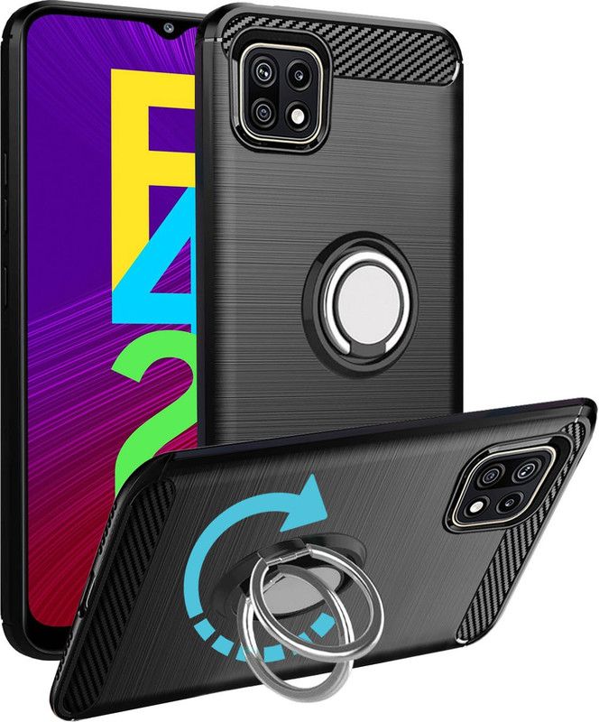 Unistuff Back Cover for Samsung Galaxy F42 5G  (Black, Ring Case, Pack of: 1)