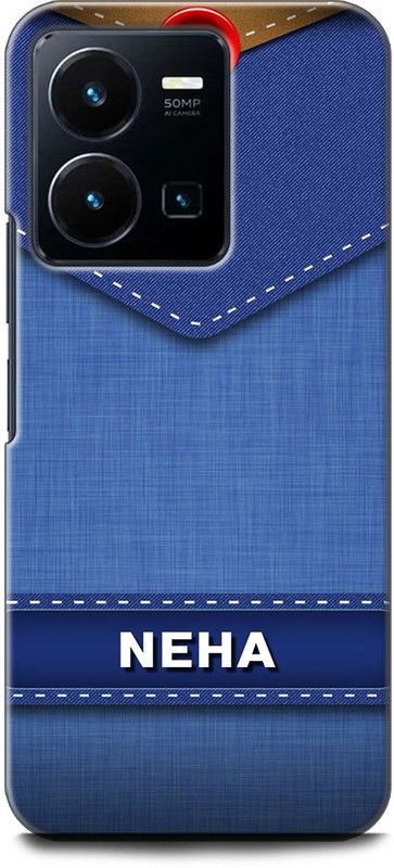 WallCraft Back Cover for Vivo Y35, V2205 NEHA NAME, N LETTER, BLUE, JEANS, ALPHABET, DESIGN  (Multicolor, Dual Protection, Pack of: 1)