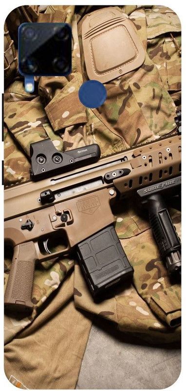 Bluvver Back Cover for Realme C15/RMX2180, Printed Army Gun Rifle Back Cover  (Multicolor, Hard Case, Pack of: 1)