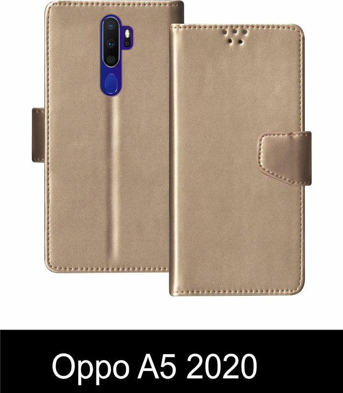 korumacase Flip Cover for Oppo A5 2020  (Gold, Shock Proof, Pack of: 1)