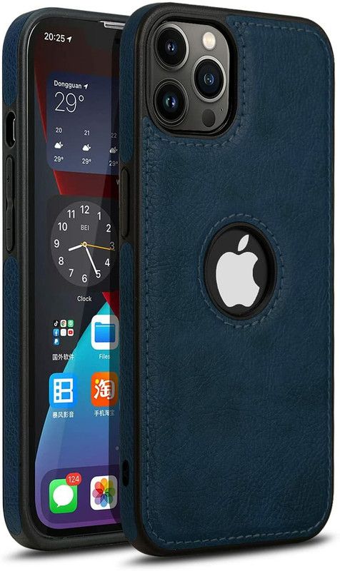 Dallao Back Cover for Apple iPhone 12 Pro Leather Logo View Classic Luxury Elegant Thin  (Blue, Shock Proof)