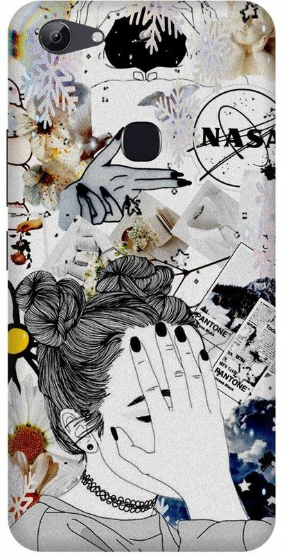 FRONK Back Cover for vivo Y83, vivo 1802 CUTE, GIRL, LOVELY, GIRL, SKETCH, ART  (White, Hard Case, Pack of: 1)