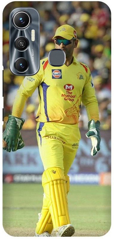 FIKORA Back Cover for Infinix Hot 11, X662, MS, DHONI, MAHENDRA, SINGH, DHONI, CSK, PLAYER  (Yellow, Hard Case, Pack of: 1)