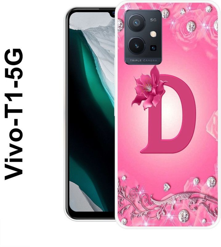 SHIVKUDI Back Cover for Vivo T1 5G  (Pink, Gold, Grip Case, Silicon)