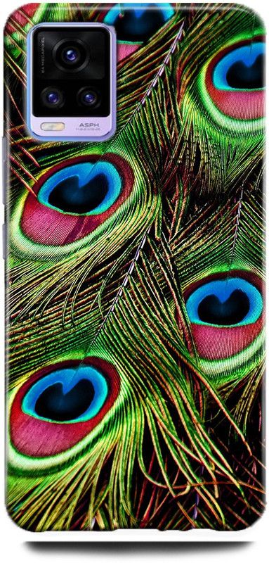 INDICRAFT Back Cover for Vivo V20, V2025 MOR PANKH, PEACOCK FEATHER, GREEN, TEXTURE  (Multicolor, Hard Case, Pack of: 1)
