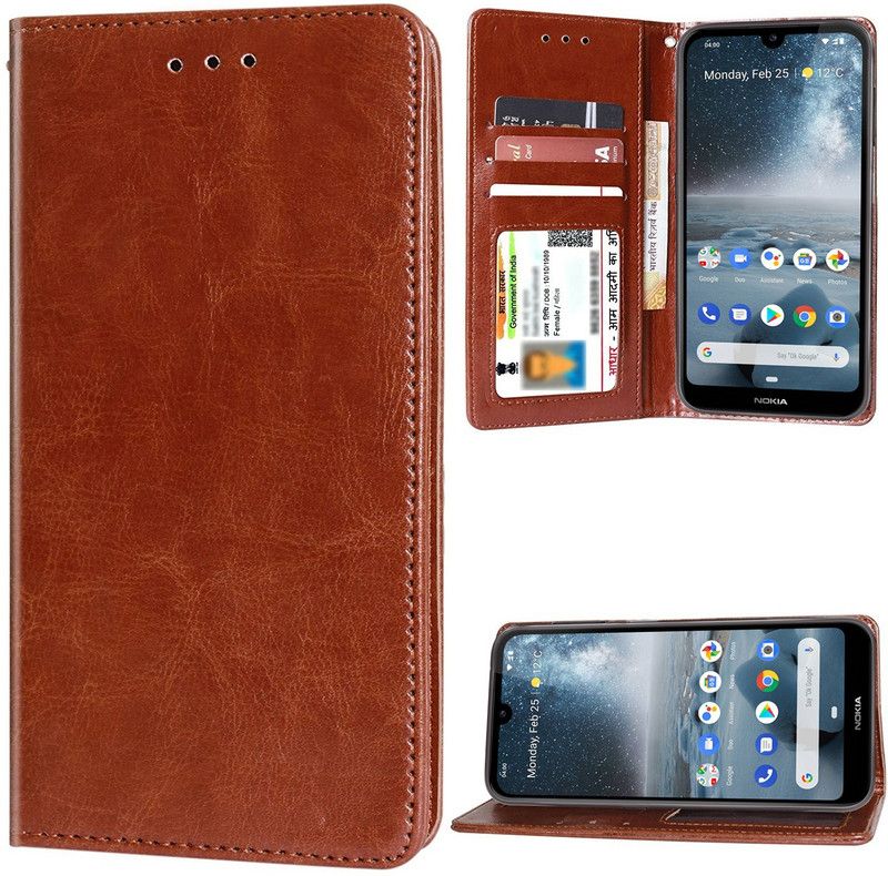 Unistuff Flip Cover for Nokia 4.2  (Brown, Dual Protection, Pack of: 1)