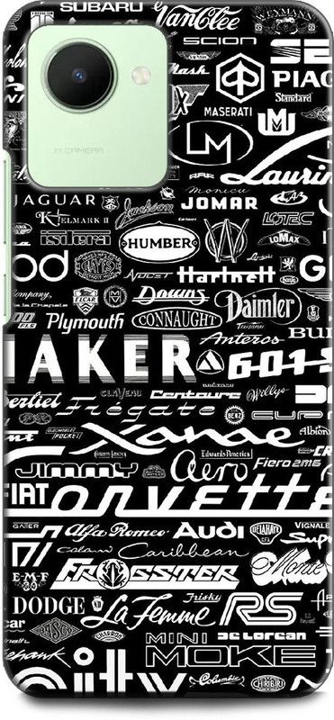 INDICRAFT Back Cover for Realme Narzo 50i Prime, RMX3506 LOGOS, BLACK, WHAIT, BRANDS, STICKERS, CARS LOGO  (Multicolor, Shock Proof, Pack of: 1)