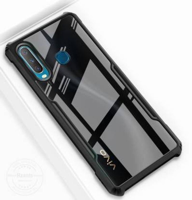 Cafune Back Cover for Vivo Y15  (Black, Transparent, Dual Protection, Pack of: 1)