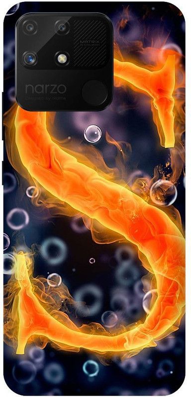 UMPRINT Back Cover for Realme Narzo 50A,RMX3430 S S Latter Fire s Printed Back Cover  (Multicolor, Shock Proof, Pack of: 1)