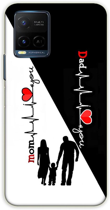 iprinto Back Cover for Vivo Y21,V2111, Vivo Y33s,V2109 Mom Dad Love Mom & Dad Love Back Cover  (White, Hard Case)