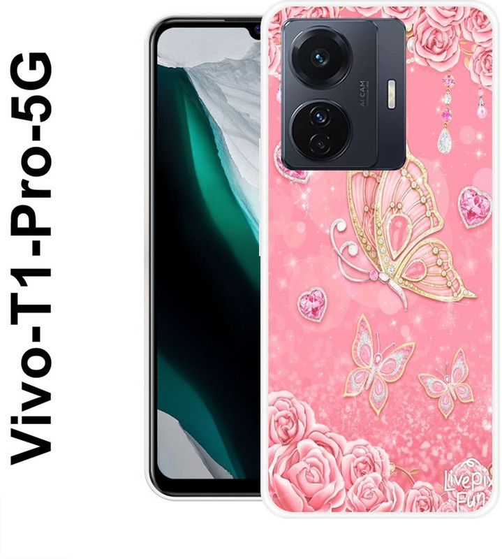 SUPER CASE Back Cover for Vivo T1 Pro 5G  (Pink, Gold, Grip Case, Silicon)