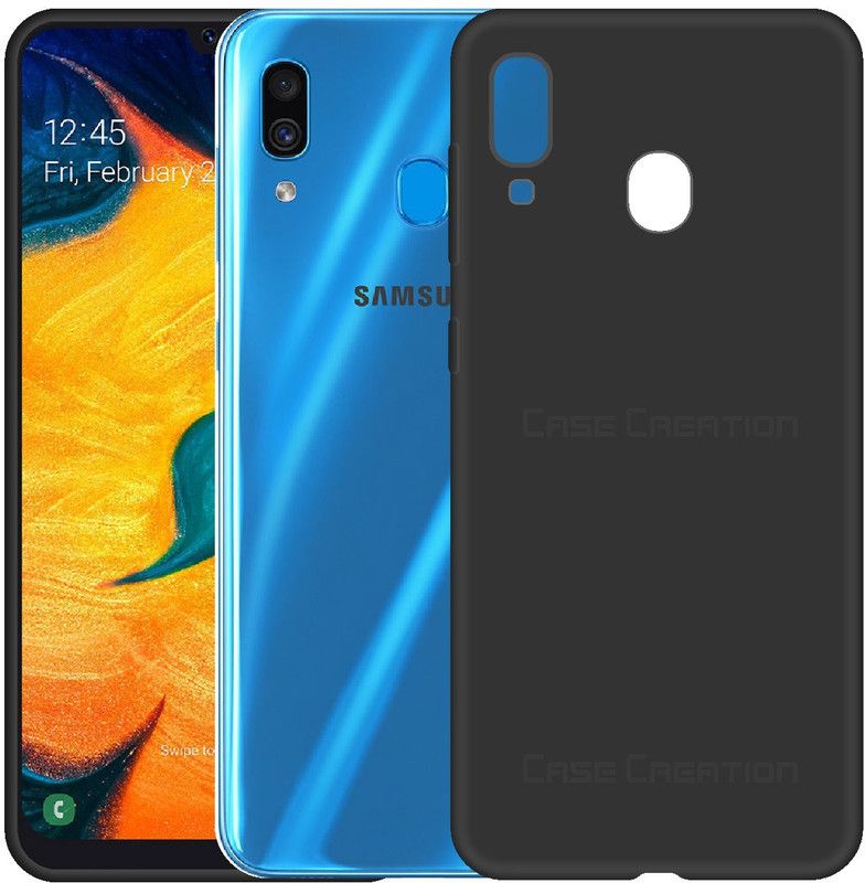 CASE CREATION Back Cover for Samsung Galaxy A30 (2019) Soft Back Case Fashion Velvet Cover  (Black, Shock Proof, Silicon, Pack of: 1)