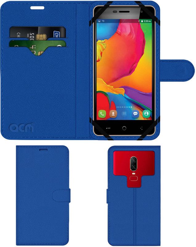ACM Flip Cover for M-Tech Tez  (Blue, Cases with Holder, Pack of: 1)