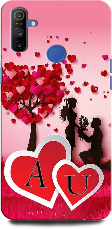 GRAFIQE Back Cover for Realme Narzo 20A AU, A LOVE U, U LOVE A, A LETTER, U LETTER, AU NAME  (Multicolor, Shock Proof, Pack of: 1)