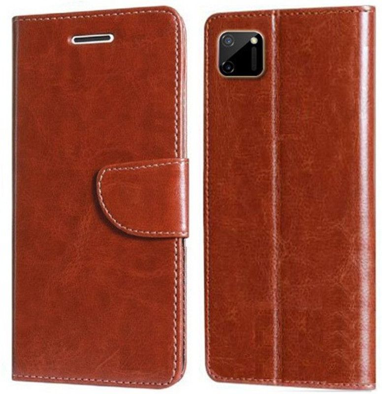 Nuvak Flip Cover for Realme C11  (Brown, Magnetic Case, Pack of: 1)