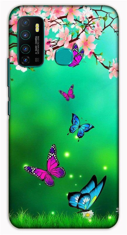 iprinto Back Cover for Infinix Hot 9, Infinix Hot 9 Pro Butterfly Back Cover  (Green, Hard Case)