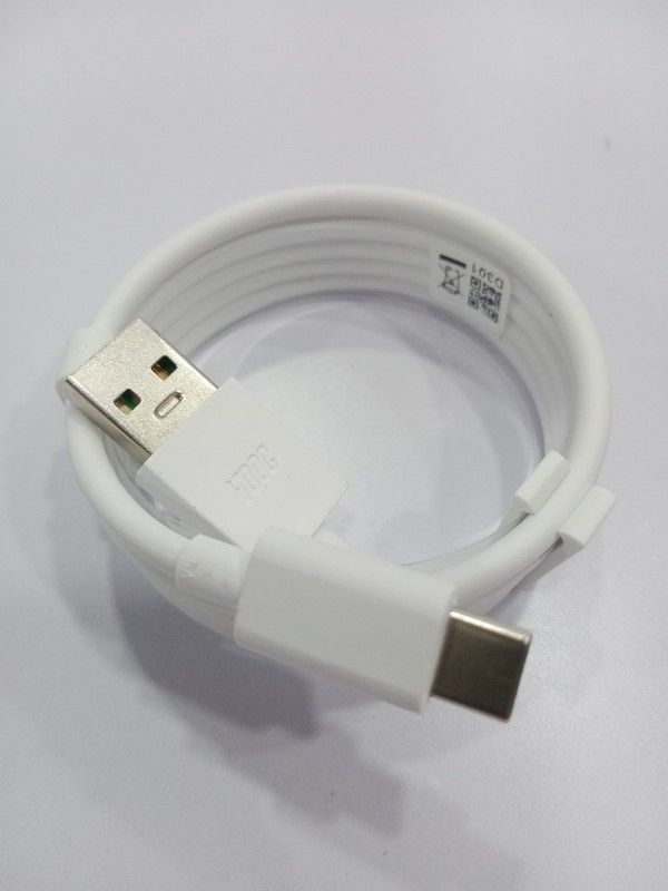 NUKAICHAU USB Type C Cable 6.5 A 1.00239999999996 m Copper Braiding c type cable for mobile charger vooc  (Compatible with fast charger for mobile 30w type c, White, One Cable)