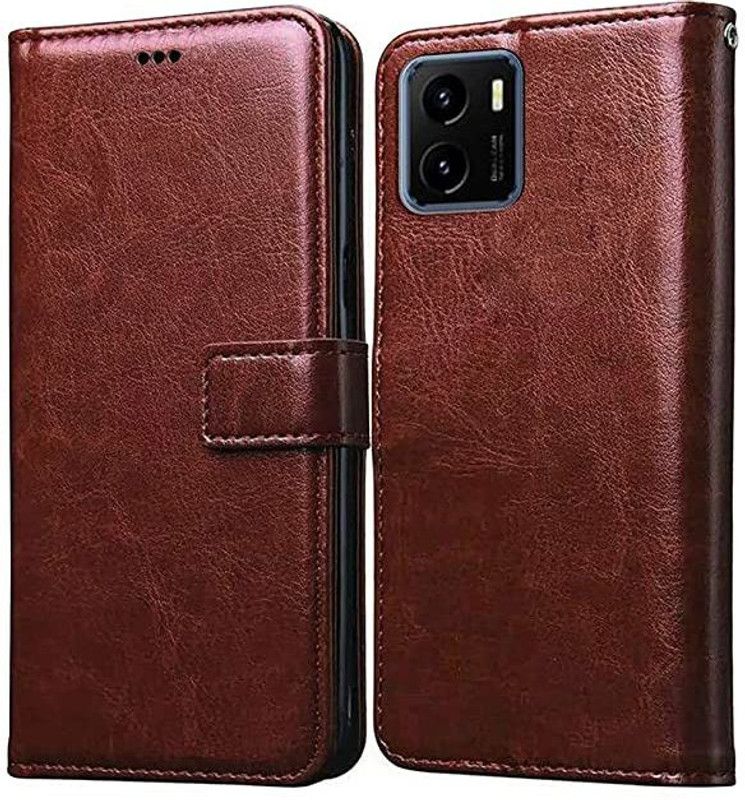 B.D.A Flip Cover for Vivo Y15S  (Brown, Pack of: 1)