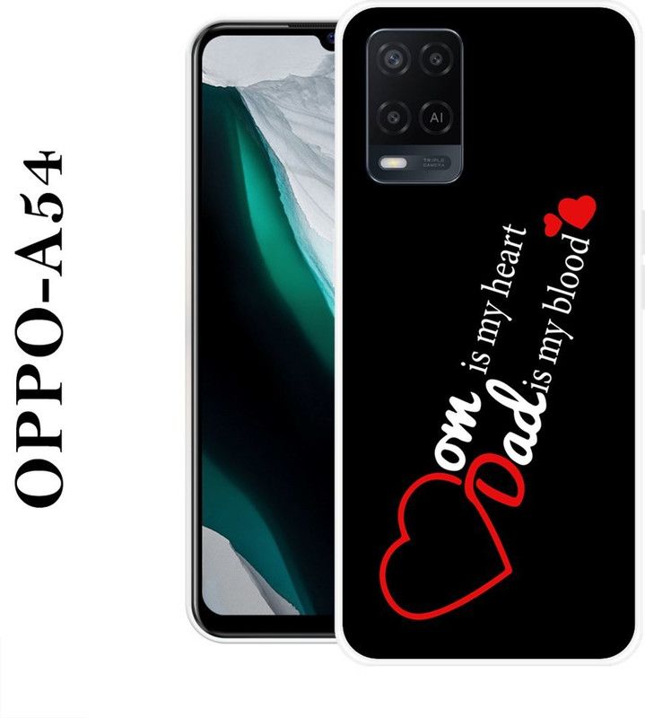 KLC Back Cover for Oppo A54  (Black, White, Grip Case, Silicon)