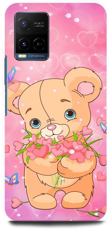 DIKRO Back Cover for Vivo Y33s, V2109, TEDDY, BEAR, TOY, ILOVE, TEDDY  (Pink, Hard Case, Pack of: 1)